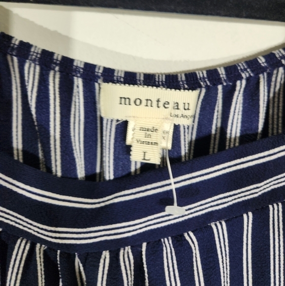 Monteau Blue Striped Romper Womens Large - Picture 7 of 13